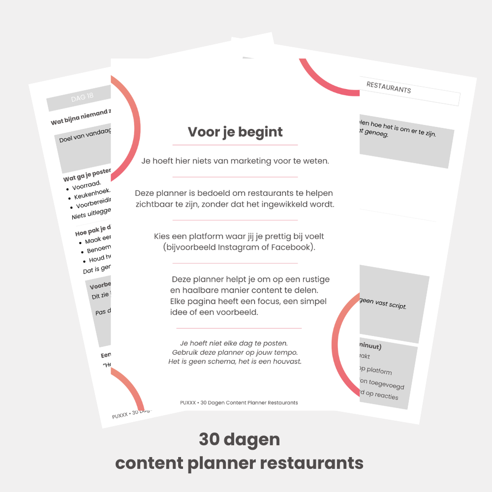 30 dagen content planner restaurants