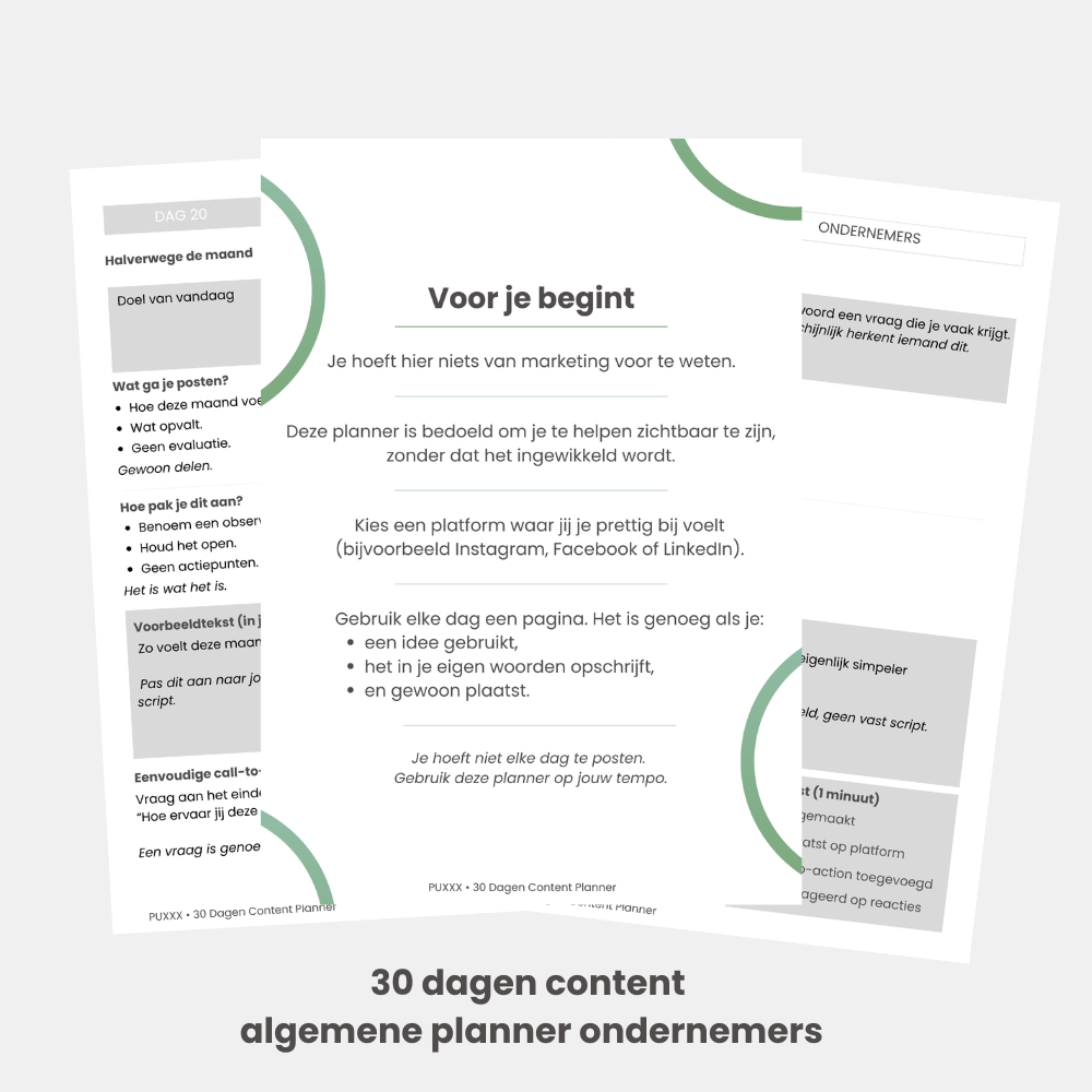 30 Dagen Contentplanner voor Ondernemers