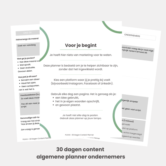 30 Dagen Contentplanner voor Ondernemers