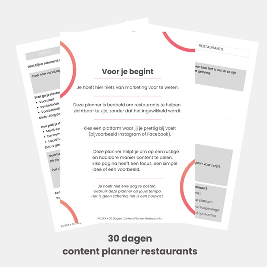 30 dagen content planner restaurants